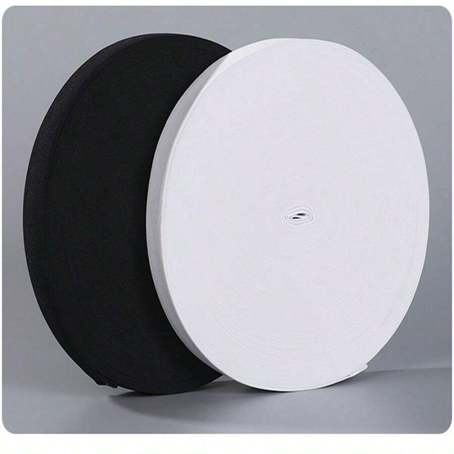 1 Rollo/10m Banda Elástica Negra De Punto Al Por Mayor Para Manualidades De Costura, Cordón Elástico Plano Con Alta Elasticidad Y Sensación Confortable