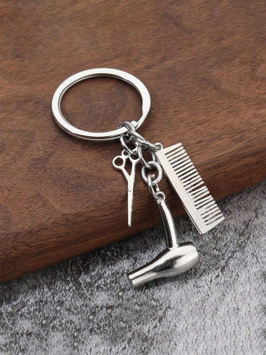 1pc Ferramentas de cabeleireiro Temático Chaveiro Metálico Incluindo Tesoura Secador de Cabelo Pente Pingente DIY Chaveiro de Carro Pingente Chaveiro de Cabeleireiro Conjunto de Chaveiros Personalizado Secador de Cabelo Tesoura Pente Pingente Chaveiro de Liga Para Carro Bolsa de Mão Salão de Cabeleireiro Presente de Aniversário Mulheres Homens Presente Acessórios de Presente Decoração Chaveiro Pingentes