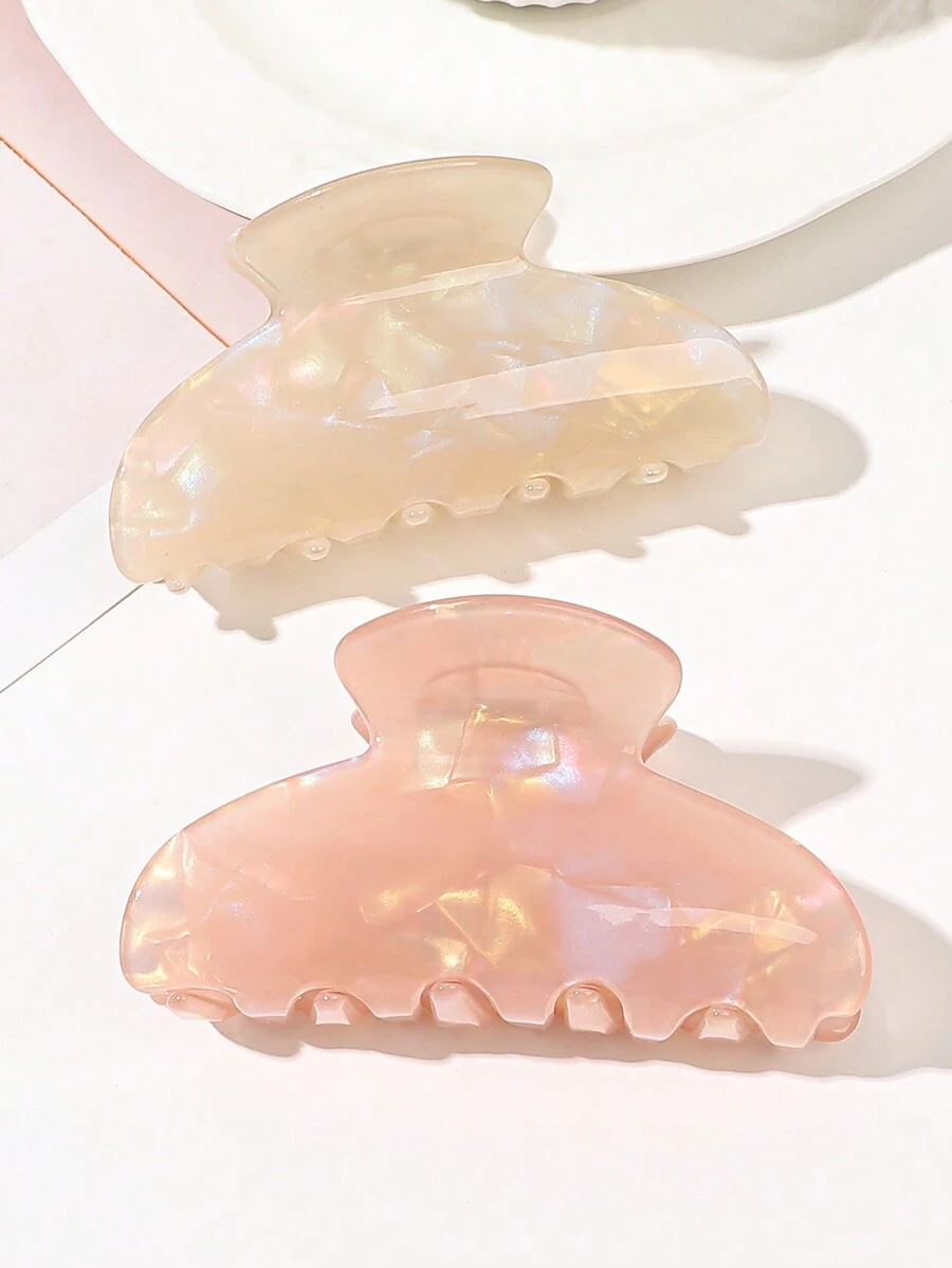 Paquete de 2 pinzas para el cabello con diseño de media luna iridiscente de color naranja acetato con efecto mármol, accesorios elegantes para el cabello para mujeres, fiestas, bailes y té, paseo por la calle, pinzas, sujetadores y recogedor de cabello