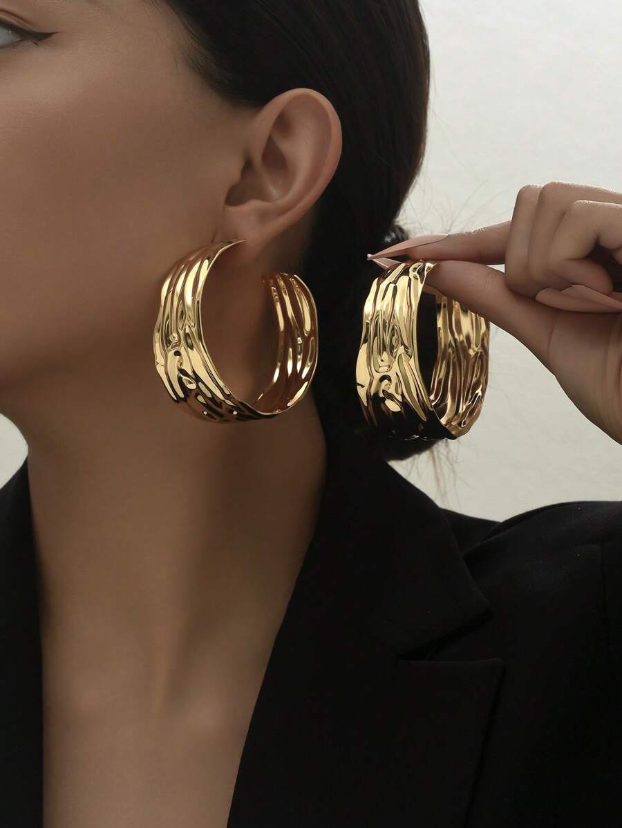 1 Par Pendientes De Gran Tamaño De Moda En Estilo Europeo Y Americano