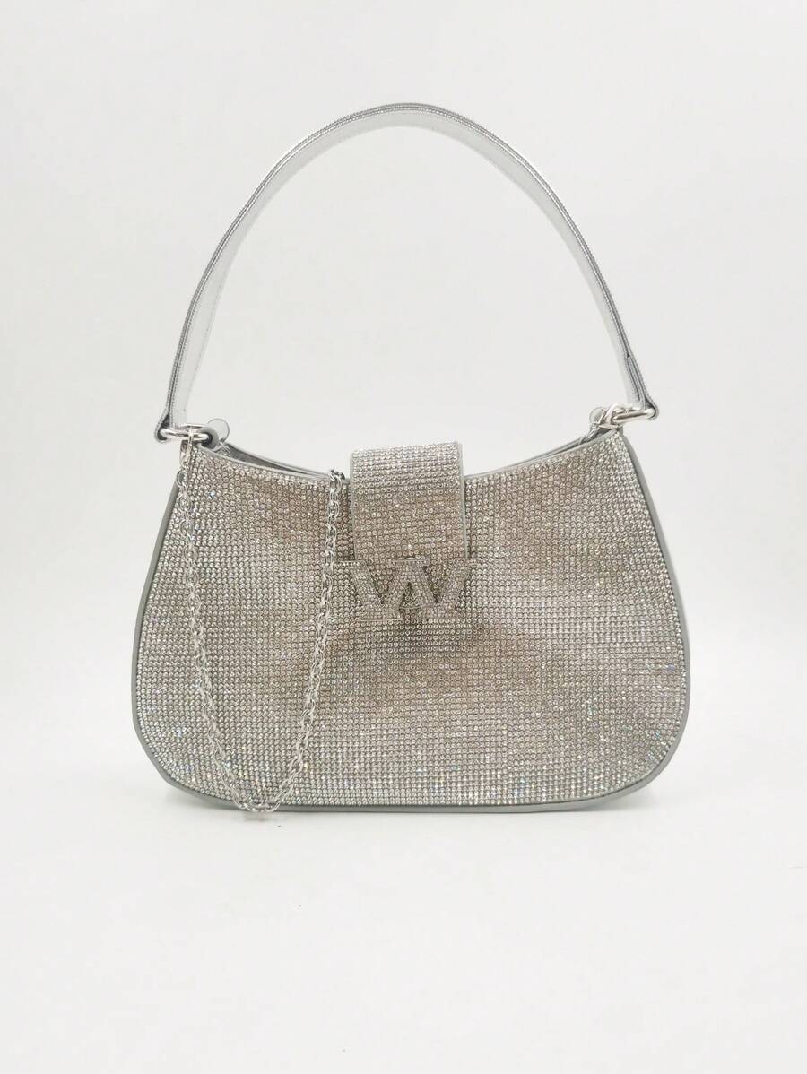 Bolsa crossbody de ombro elegante com diamantes brilhantes para festas e casamentos
