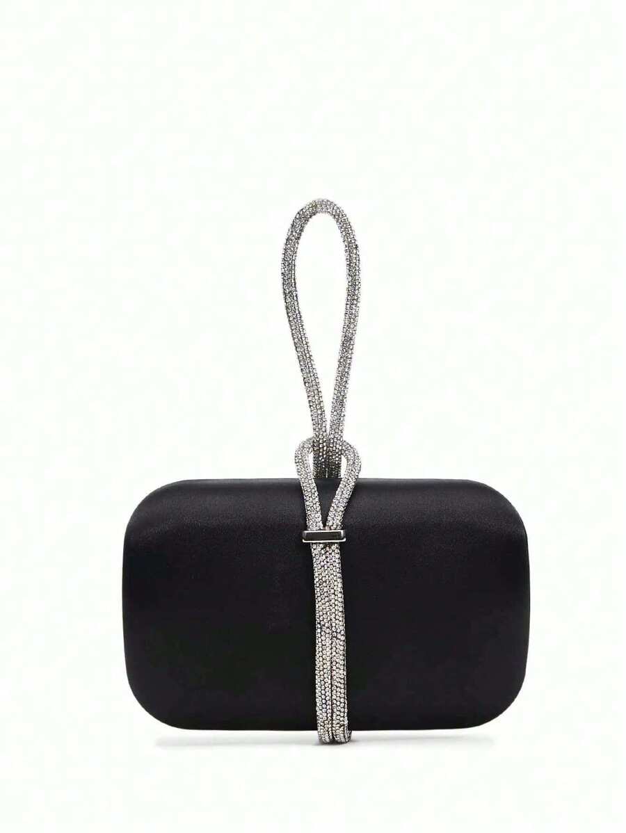 Bolsa de corrente de diamante brilhante de cetim, bolsa de noite, festa de casamento