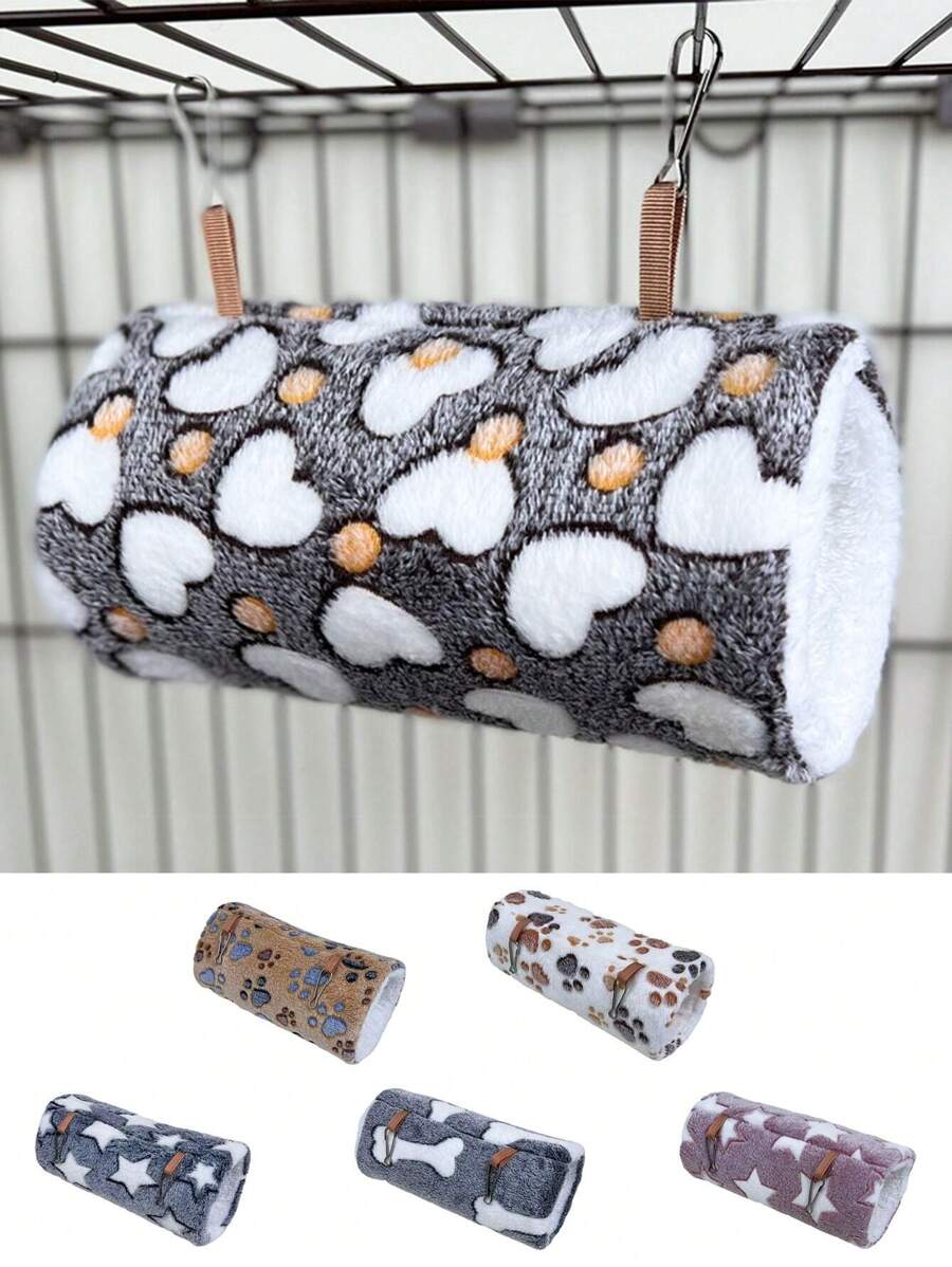 1pc Flannel Material Small Pet Tunnel, Bed, Hammock, Warm Sleeping Bag For Ferret, Hamster, Hedgehog, Winter Pet Bedding, Random Color