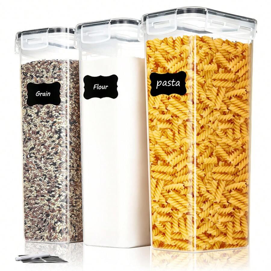 THELIFE 3/6 Pezzi Grandi Contenitori Per Alimenti Con Coperchio, Capacità Ermetica Da 2,4 L/81oz Per Farina, Zucchero, Forniture Per La Cottura E Conservazione Di Cibo Secco, Barattoli In Plastica Privi Di Bpa Per L'organizzazione Della Dispensa Della Cucina, Accessori Per La Cucina