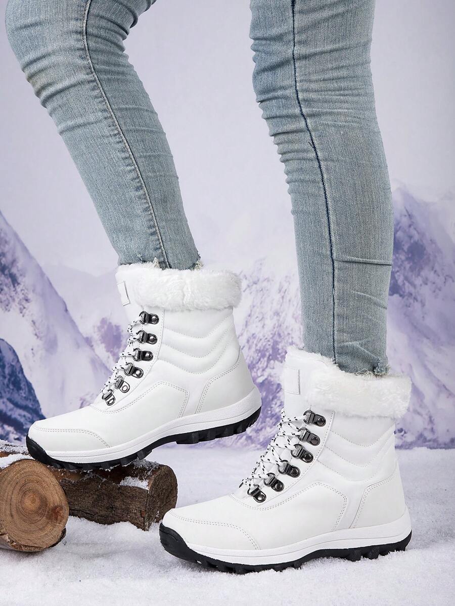 Bottes De Neige Épaisses Pour Femmes En Velours, Résistantes À L'eau Et Antidérapantes Pour Le Ski