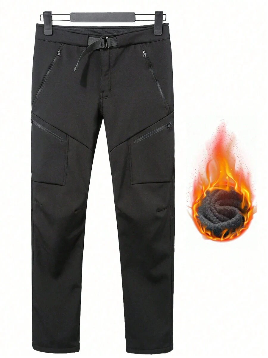 YOMEGO Pantalon coupe-vent et chaud en softshell avec doublure thermique pour l'extérieur, résistant à l'eau 5000 mm, unisexe, avec ceinture intégrée. Convient aux sports de plein air tels que la randonnée, le camping, le trekking, le cyclisme et les voyages en hiver, au printemps et en automne.