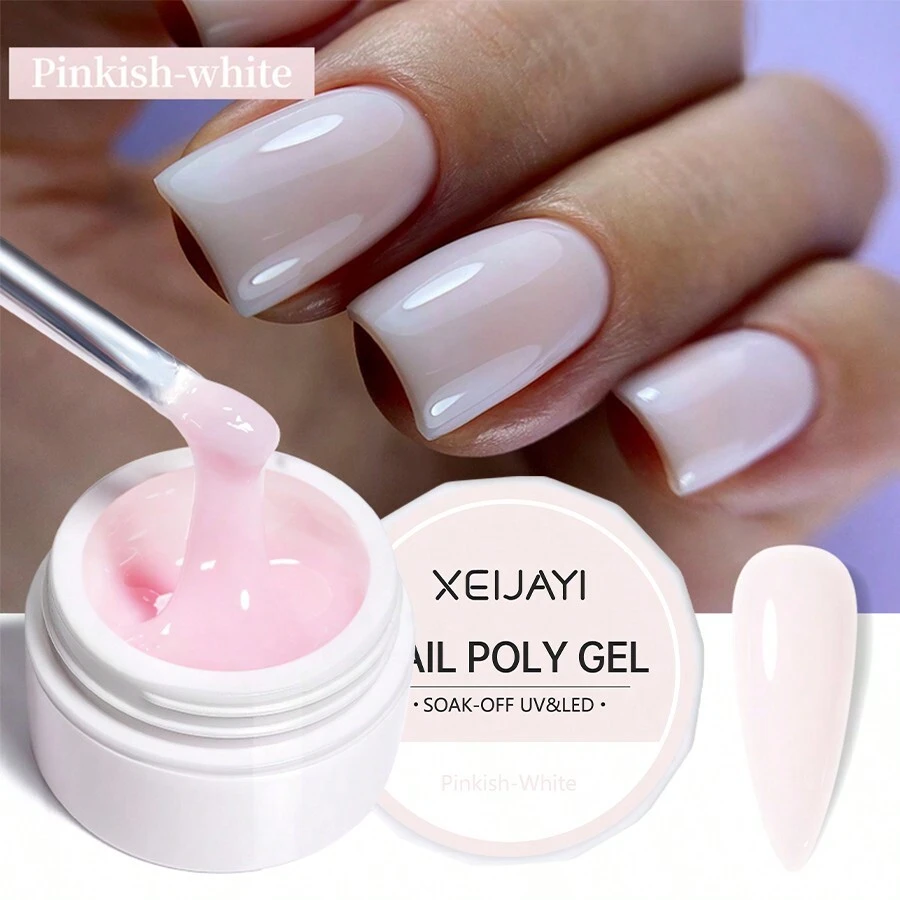 XEIJAYI 1Pc Pink-White Nail Extension Gel Non-Stick Hand Phototherapy Quick Building Gel Soak Off Uv Led Nail Gel For Home Salon Use Like Finger Nail Art For Women