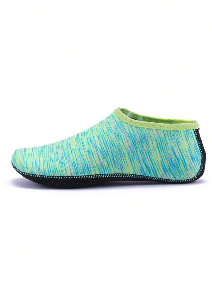 1pc Green Striped Beach Socks, Lightweight Quick-Drying Barefoot Shoes For Men And Women, Anti-Slip Soft Bottom, Suitable For Snorkeling, Swimming, Sailing, Hiking, Surfing And Other Water Sports