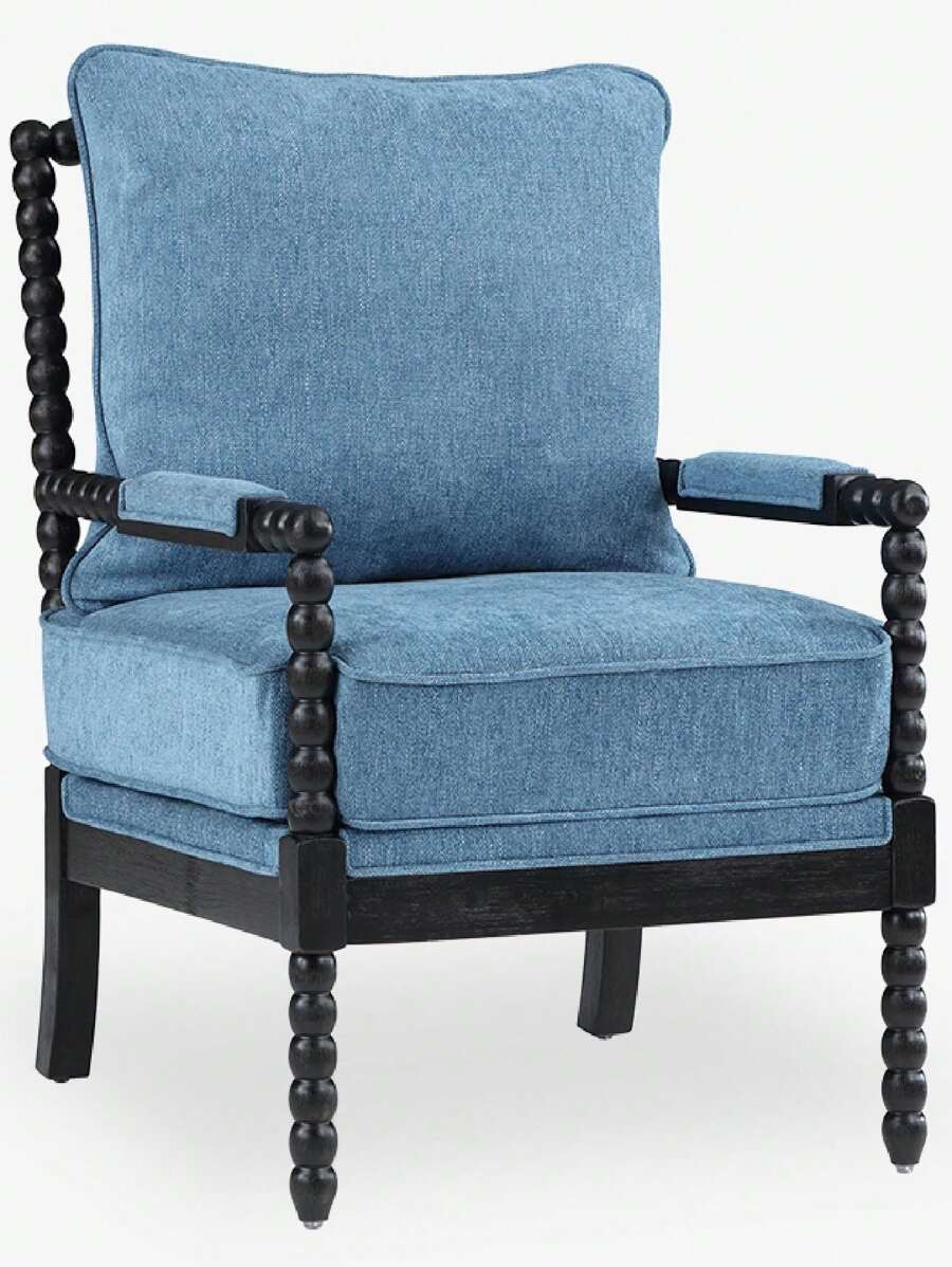 Duhome Linen Fabric,Chenille Spindle Accent Chair Set with Gourd-Shaped Wood Frame