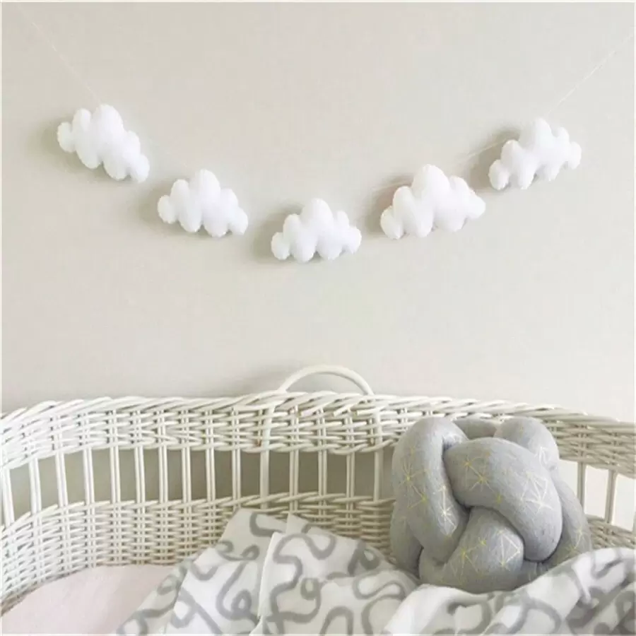 Ins Nordic Style Felt Cloud Garland Wall Decoration For Kids' Room, Baby Bed Canopy, Tent, Bed Curtain, Home Decor,Home Decor ,Room Decor,Wall Decor Gifts Birthday Graduation
