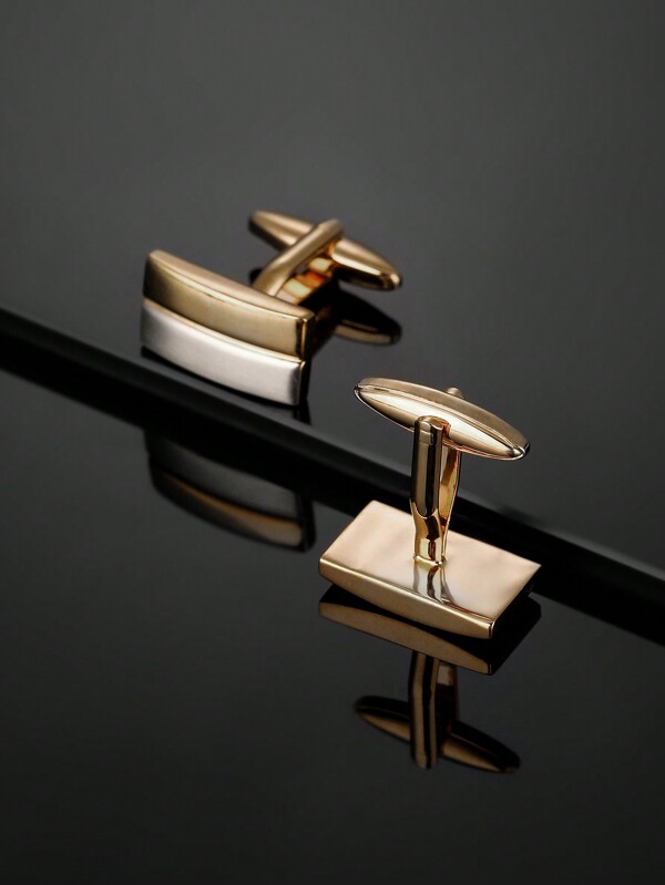 Asienice Men's Gold Cufflinks For Men Wedding Simple Round Men's V