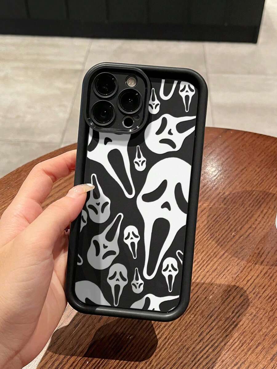 1pc Scary Bamboo Texture Phone Case Compatible With Iphone, Black