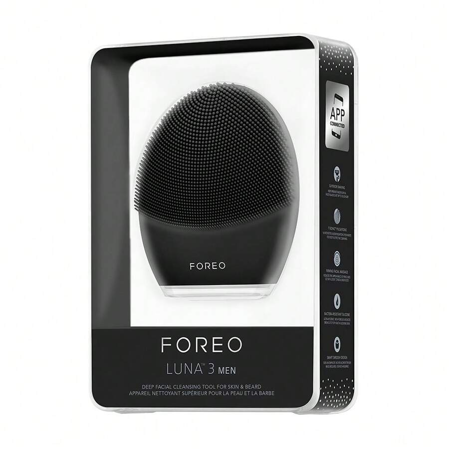 Foreo SKIN LUNA 3 FOR MEN,HYPOALLERGENIC SILICONE BRUSH,WATERPROOF'S FACIAL-CLEANSING DEVICE , MASSAGER