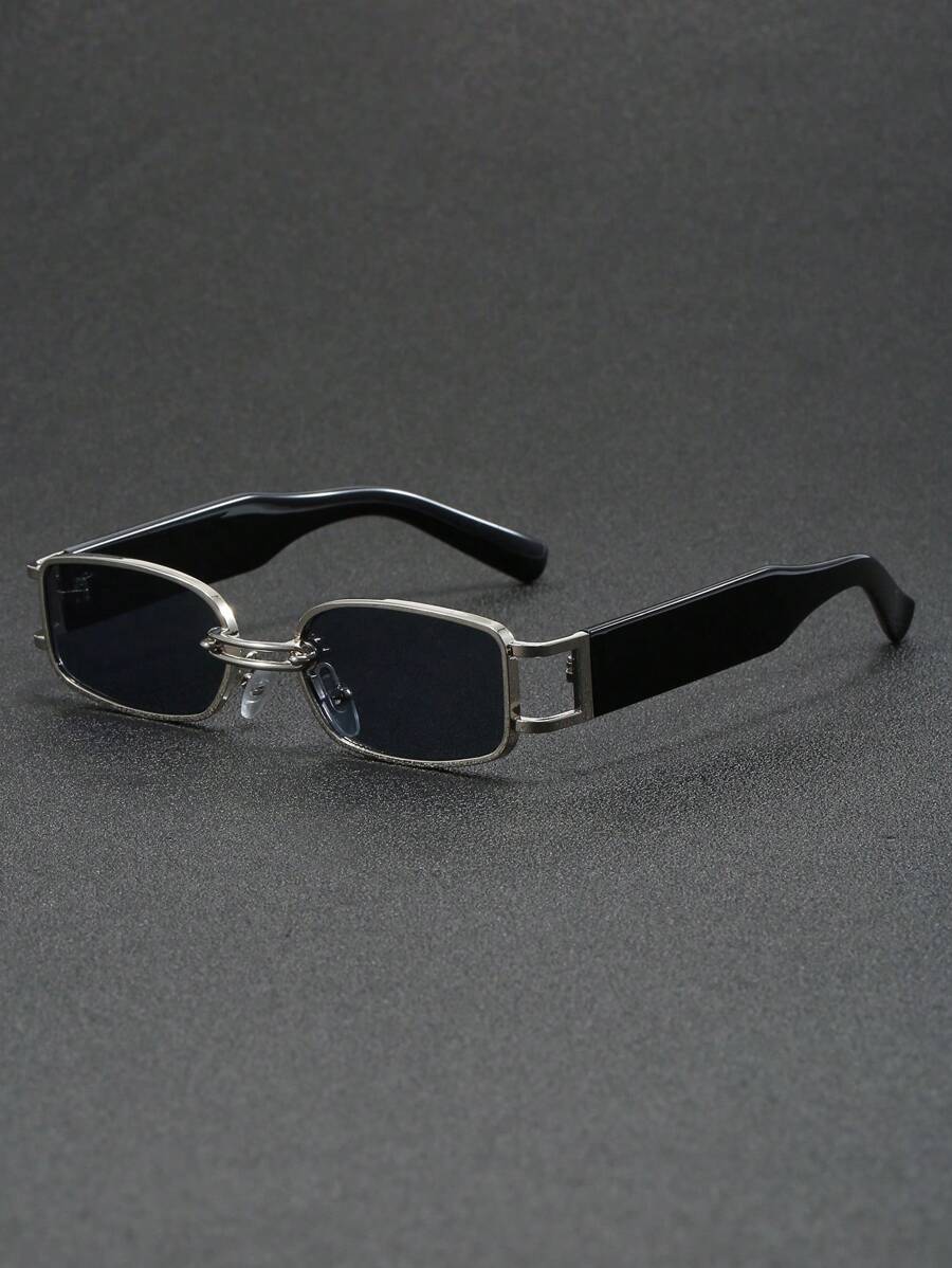 1pc Small Square Frame Metal Minimalist Fashion Glasses, Suitable For Daily Wear For Summer Beach Vacation,Outdoor,Travel Back To School Fashionable Preppy School Look