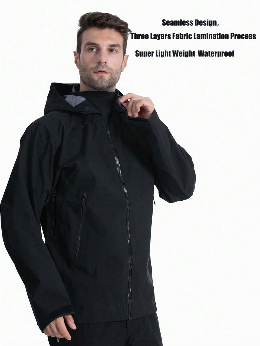 YOMEGO Veste Coupe-vent En Plein Air Pour Homme, Imperméable, Séchage Rapide, Confortable, Respirante, À Capuche Et Transportable, Imperméable À 10000 Mm, Vêtements De Gym Pour Hommes En Tissu Haute Technologie Trois Couches Avec Technologie De Colle À Trois Couches, Convient Aux Voyages En Plein Air, À L'alpinisme, À La Randonnée, Au Camping, Au Cyclisme, En Unisexe De Printemps, D'été Et D'automne