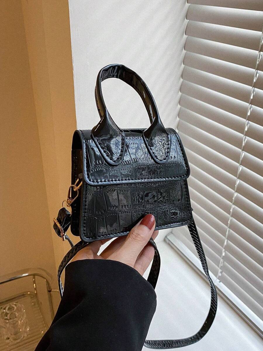 Mini bolsa com padrão de crocodilo bolsa transversal