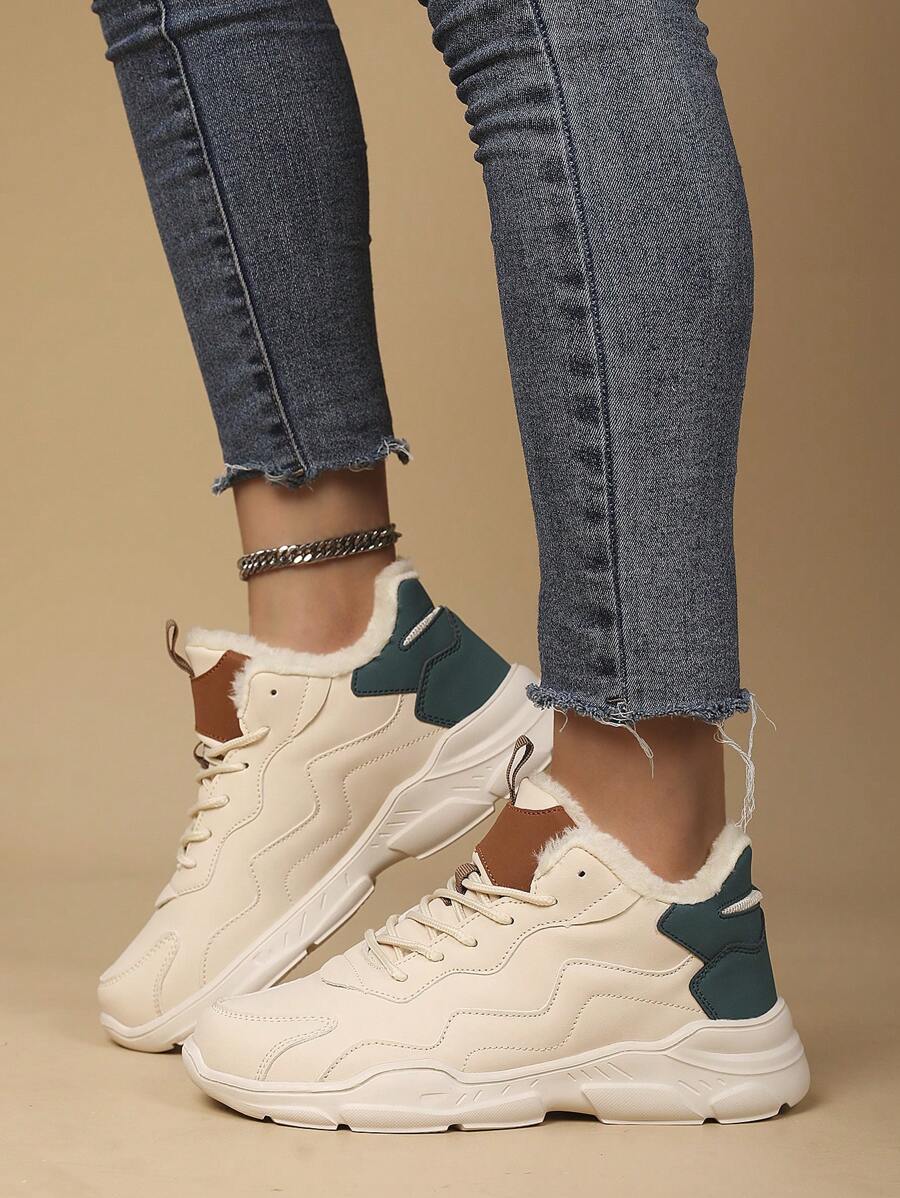 Women's Winter Warm Casual Sports Shoes With Thermal Lined , Lightweight Pu Leather Water-Resistant Running Shoes, Plus Size 42