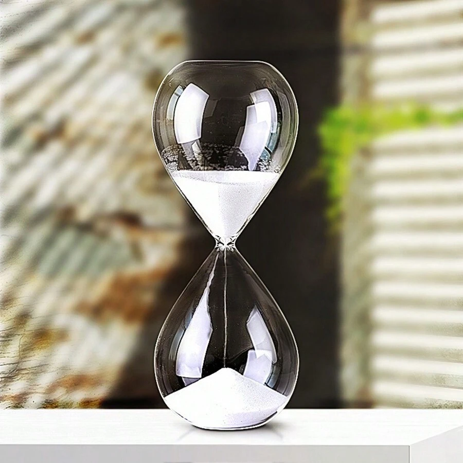 1 pezzo timer da 5 minuti, in vetro trasparente e sabbia bianca, per decorazione da tavolo in soggiorno/camera da letto/studio/ufficio, ottimo come regalo