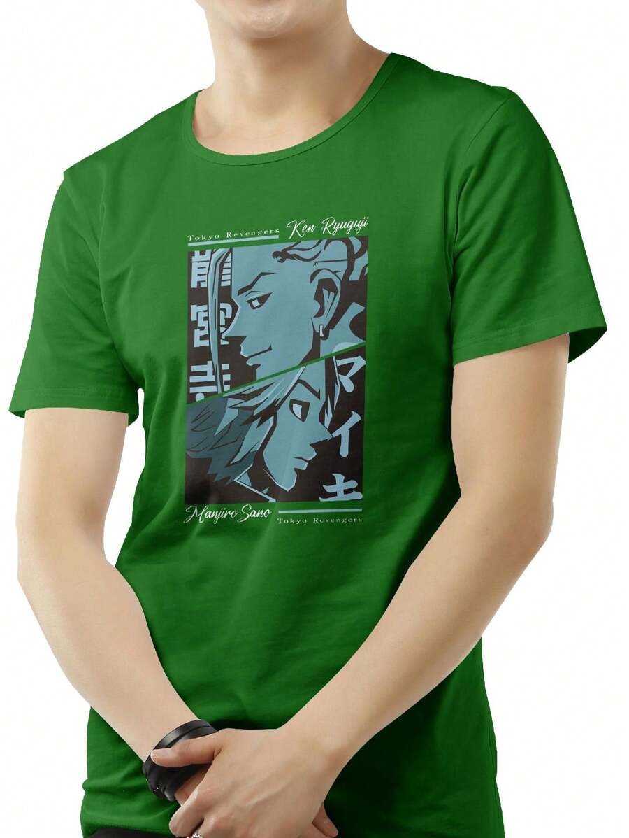 Camiseta Masculina Estampada T.R Draken Seriado Anime Manga Curta Algodão Premium e Conforto Fio 30 Penteado