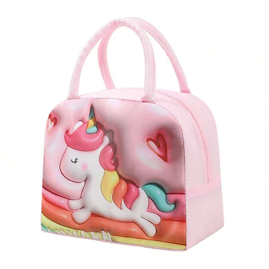 1pc Kids Portable Lunch Box Bag With Cute 3d Pattern, Thermal Insulation Bag