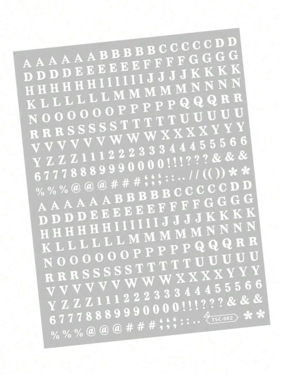 Adesivo de Arte de Unha Tsc-002 Branco Adesivos de Unha de Alfabeto Design de Unha de Arte de Unha Decalques de Unha Decorações de Unha de Arte de Unha para Presente de Namorada de Mulher de DIY