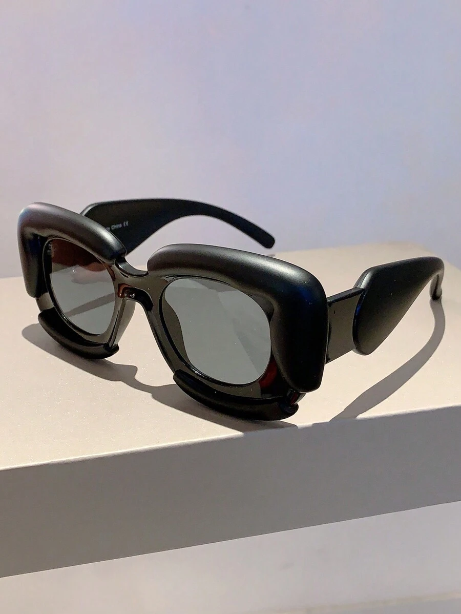 1 pieza Gafas con forma cuadrada de diseño de estilo de nube expandible de moda para mujer, gafas decorativas de para usar en la calle, la playa, accesorios de playa para mujer, de , regalos de prendas básicas de otoño e invierno para atuendos casuales y de negocios de mujer