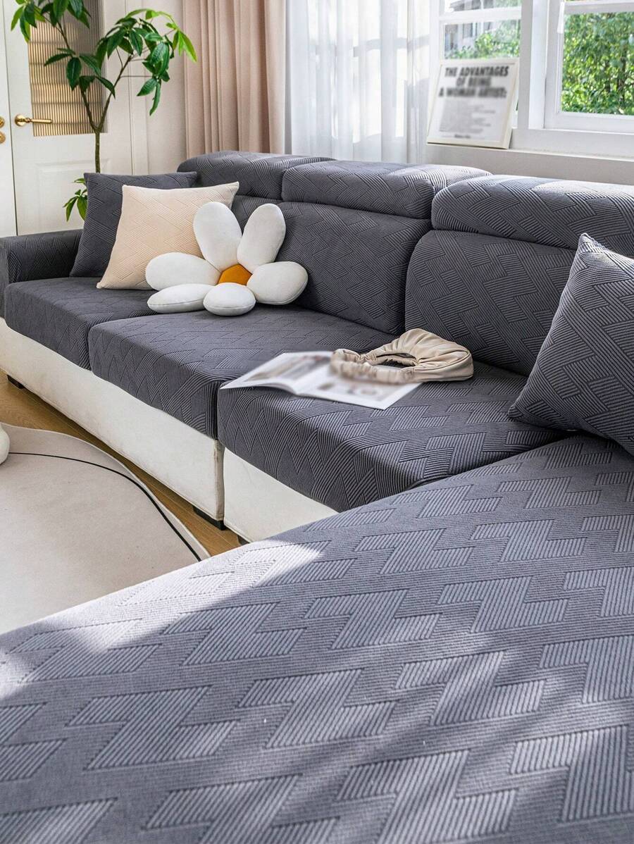 1pc Leaf Jacquard Elastic Stretch Sofa Cover, Full Cover, For 1, 2, 3, 4 Seater, L-shape Sofa, Chair Cushion Cover, Backrest Cover, Armrest Cover, Dustproof Cover
