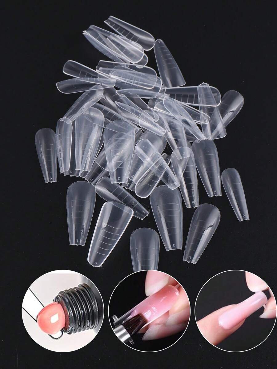 FULL BEAUTY 48Pcs Dual Nail Forms Nail Molds Poly Extension Gel Quick Building Mold Sculpted Full Cover Nail Tips Manicure Nail Art Design,Nail Supplies,Nail Tools,Nail Art Tools,Back To School,Nails,Nail Tools For Press On Nails