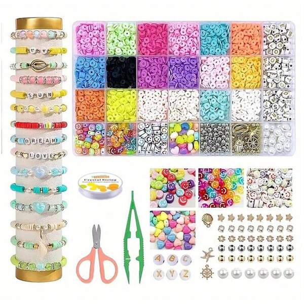1Box/28 Grids Fun And Easy DIY Bracelet Making Kit Includes Polymer
