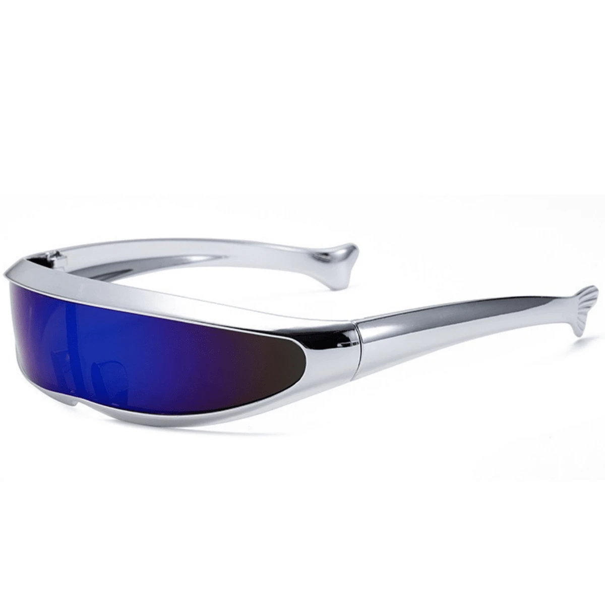 1pc Future Style Titanium Coated Fish Shaped Fashion Glasses, Suitable For Daily Wear Street Shades Accessories Halloween Beach Accessories Glasses Shades Looks Street Style And Suit For Sweater Jacket Sweatshirt Hoodie Leather Pants And Cargo Pants For Summer Beach Vacation,Outdoor,Travel