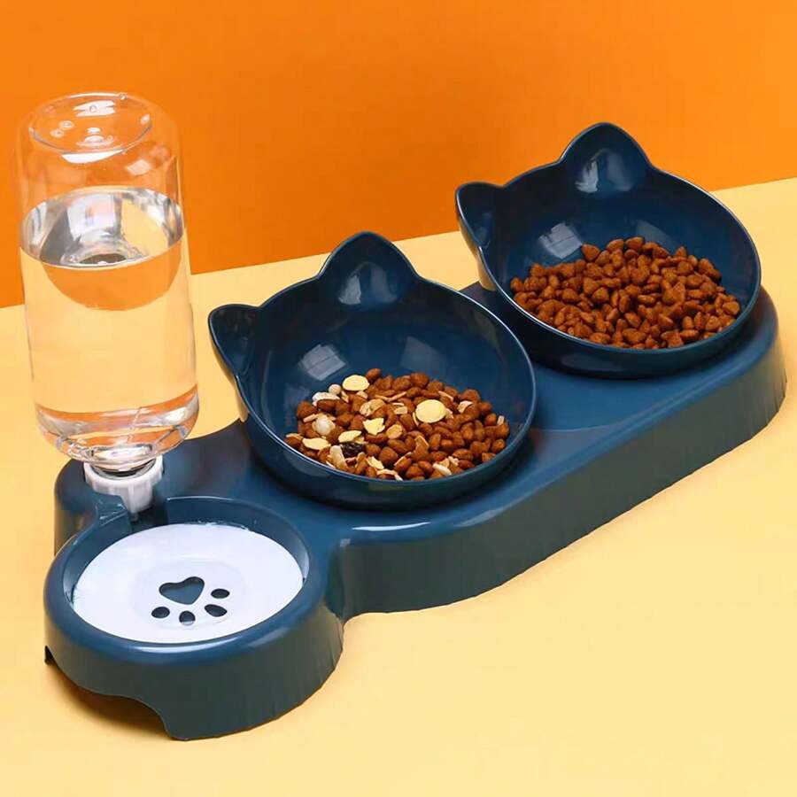 New Plastic Anti-Tilt Cat/Dog Lover Gift And Dog/Cat Mom Love Pet Automatic Feeding Water Dispenser, 2 In 1 Bowl For Cat Lover And Cat Mom Loves And Dog Lover And Dog Mom Loves