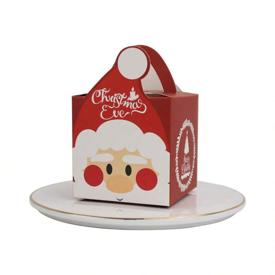 5pcs Christmas Decorations Party Favors Gift Boxes: Christmas Apple Shape Packaging Box, Safe Night Cartoon Square Apple Box, Candy Box, Colored Christmas Apple Decor Box, Chocolate And Dried Fruit Box