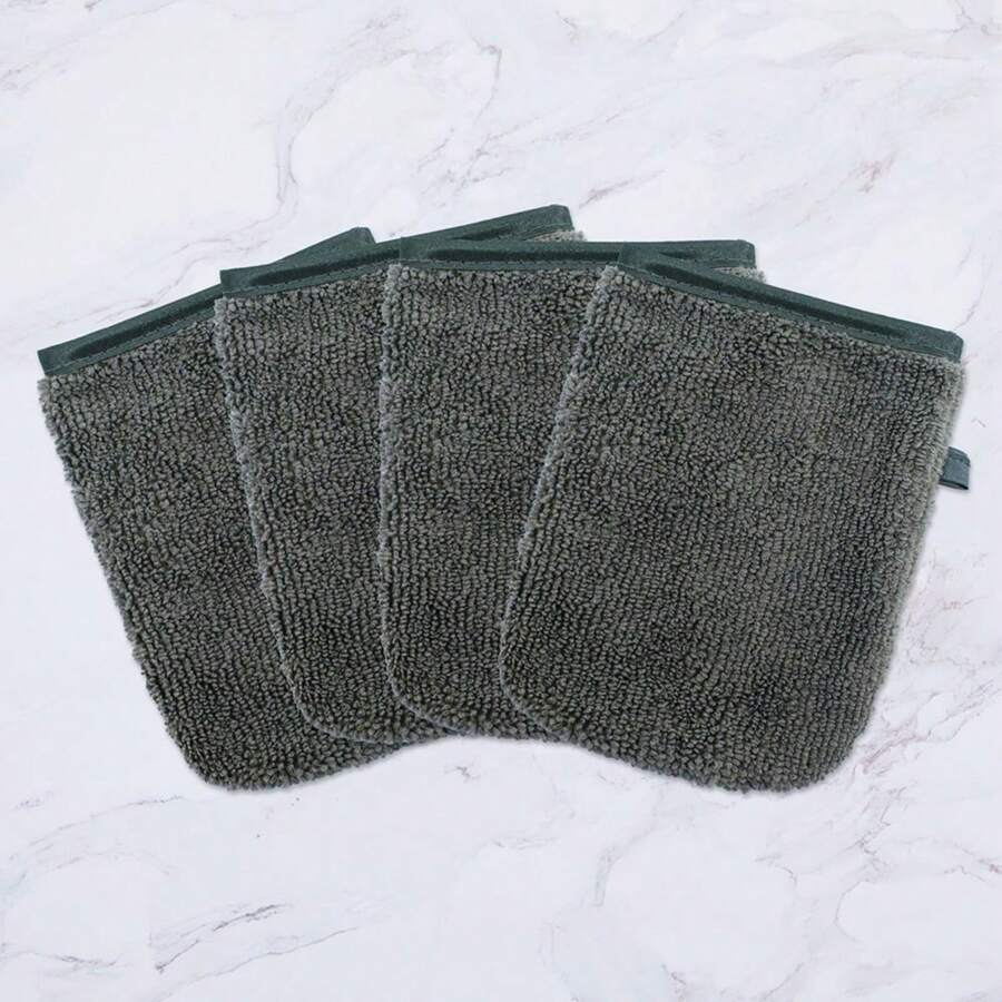 4 Guantes desmaquillantes de microfibra Toallas faciales de microfibra de Guantes de limpieza facial reutilizables de tela desmaquillante de microfibra para la cara Superfibra suave gris