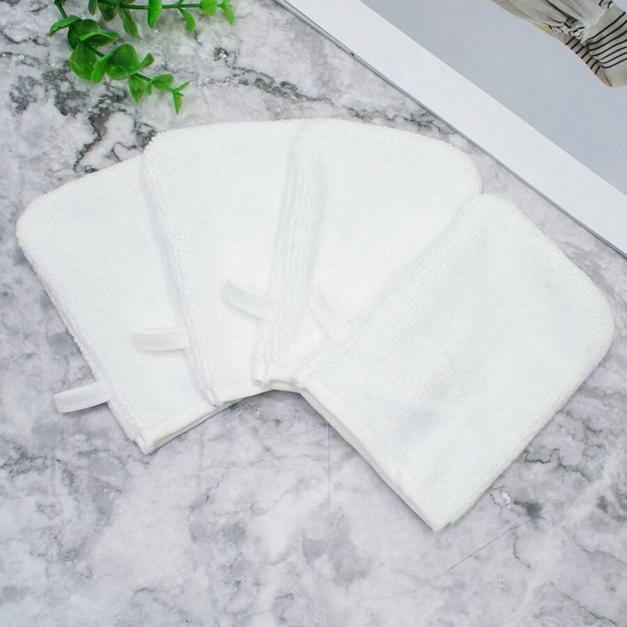 4 piezas Guantes desmaquillantes de microfibra, toallas faciales desmaquillantes, toallas de microfibra suaves, guante desmaquillante reutilizable, paño de limpieza facial de fibra superfina en color blanco