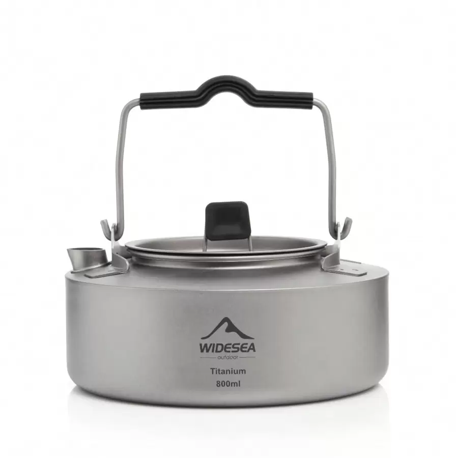 Widesea Camping Kettle Titanium Ultralight Outdoor Pot Tableware Coffee Water Teapot Anti-Heat Handle Hiking Picnic Cookware
