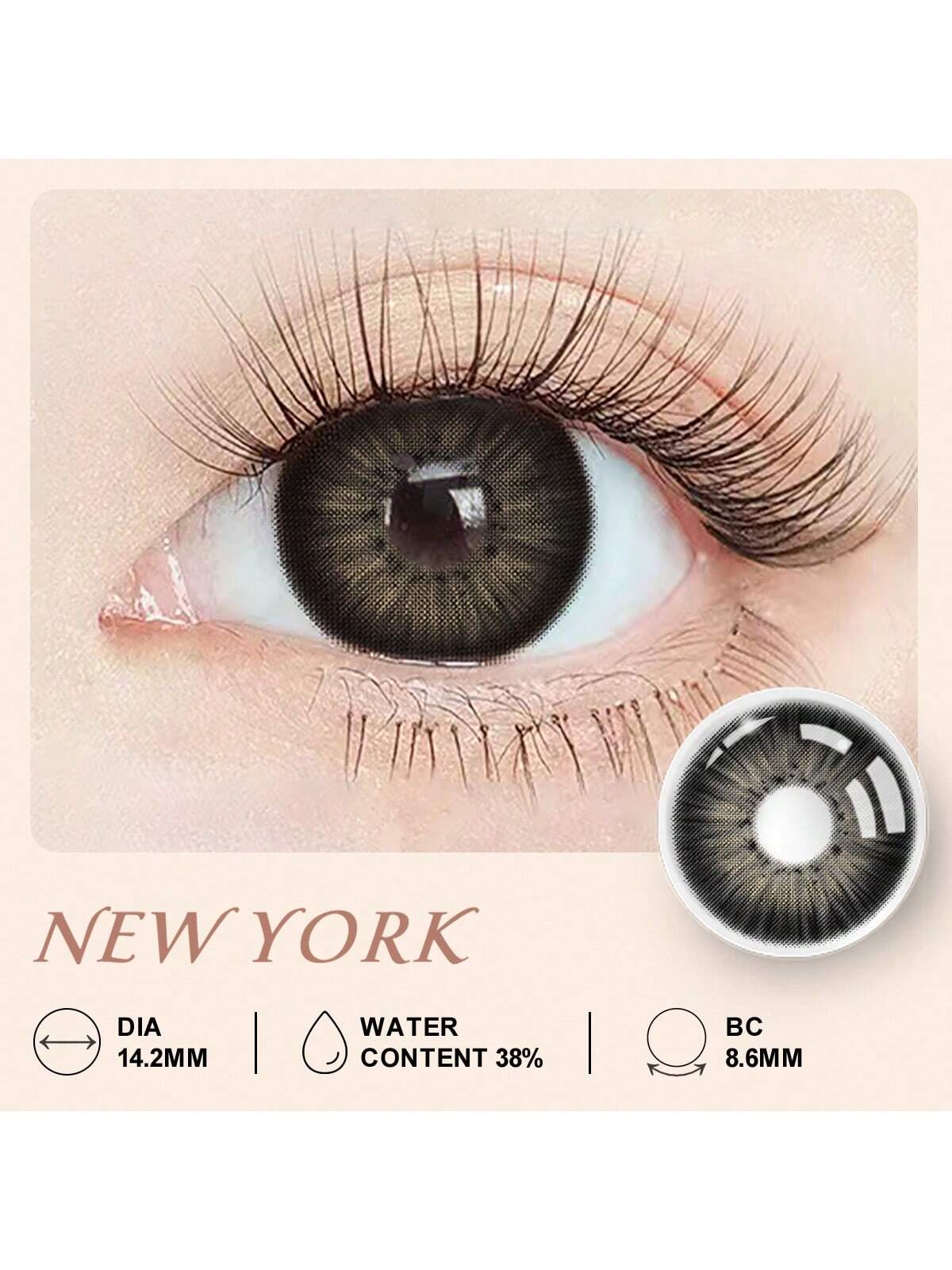Lalens New York Black Prescription Makeup Colored Contact Lens, Hema