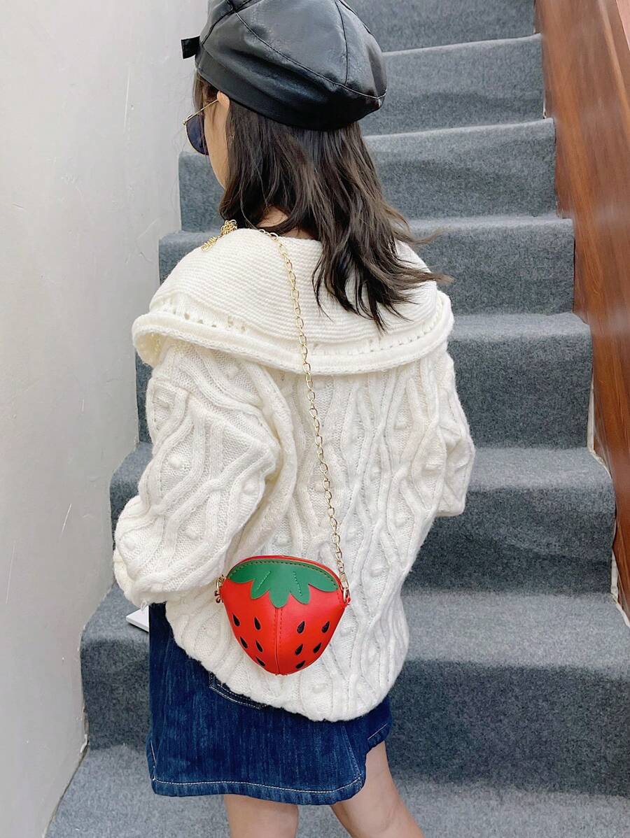 Mini Bolsa Bonita Com Formato De Fruta Morango Para Crianças, Bolsa De Moedas, Bolsa De Ombro Ou Transversal
