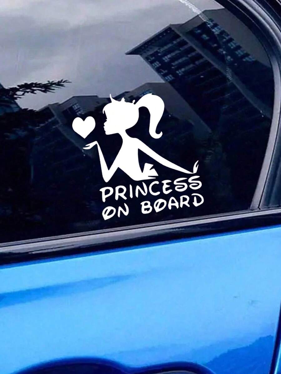 1 autocolant pentru mașină cu design prințesă la bord pentru fete