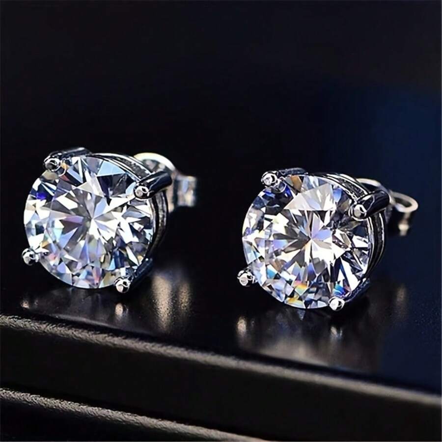 1 paire de boucles d'oreilles rondes simples et élégantes avec strass, convient pour les femmes, les festivals, les banquets, les fêtes, les cadeaux de mariage