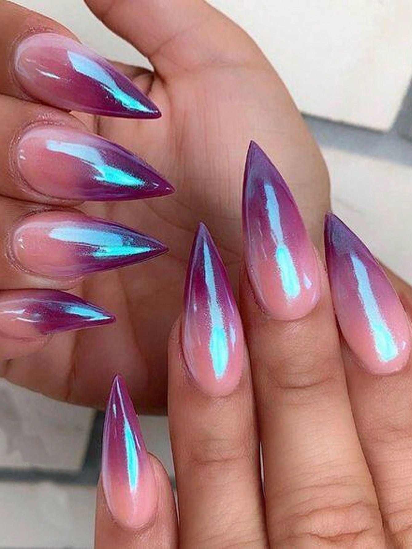 Color Nails - Mülheim An Der Ruhr 24pcs/set Medium Length Almond Shaped Purple Pearlescent Solid Color