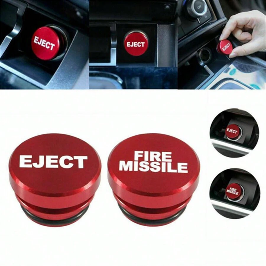 1 pieza Tapón antipolvo de aluminio, botón 12V, accesorios de repuesto compatibles con la mayoría de vehículos, decoración para autos, botón tipo misil de incendio rojo