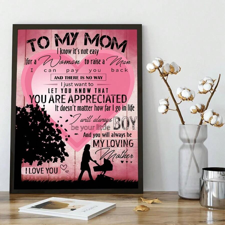1 szt. Różowy Do Mama Love Poster Romantyk Matka Prezent Płótna Obraz Artystyczny Rodzina Sztuka ścienna Sypialnia Gabinet Dekoracje