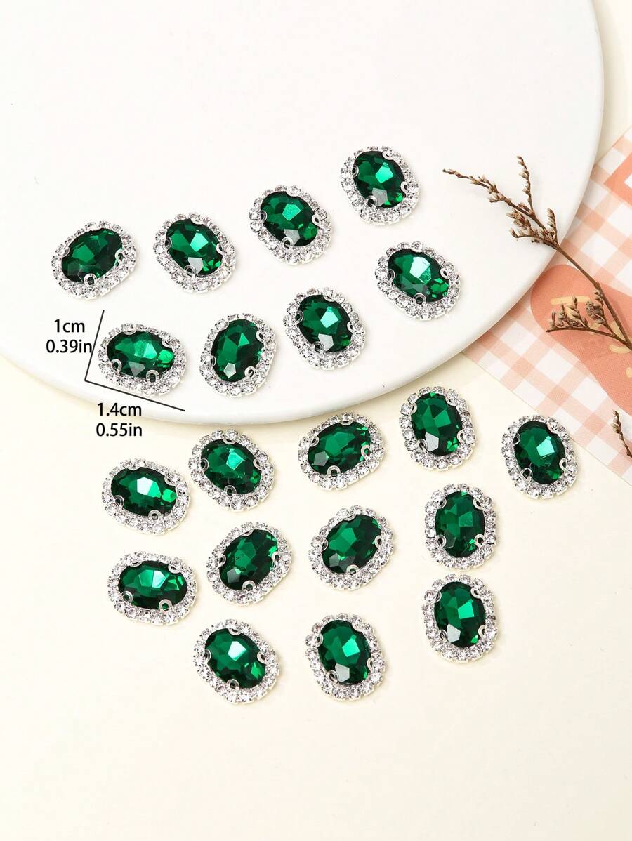 20pcs 10*14mm Oval Colored Glass Crystal Buttons Sewing Claw Chain Edge Decor DIY Headwear Clothing Shoes Bag Accessories
