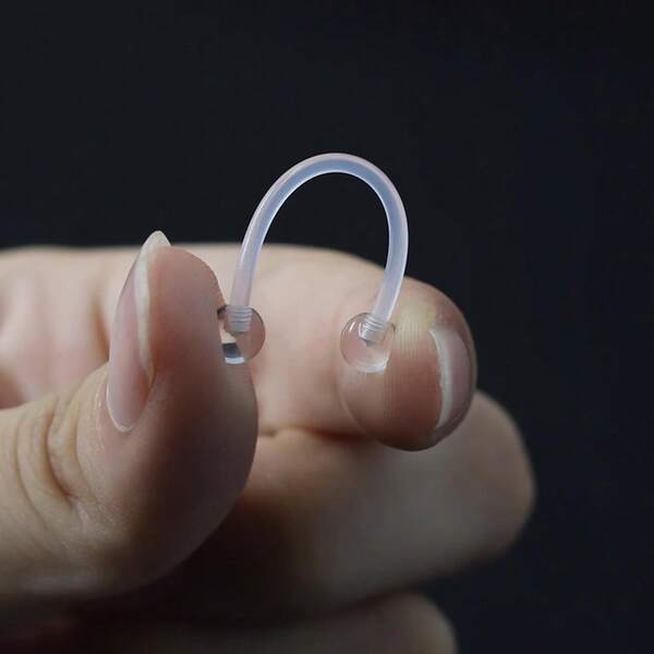 2pcs/Set Soft Rod Indutrial Piercing Transparent Barbell invisible non