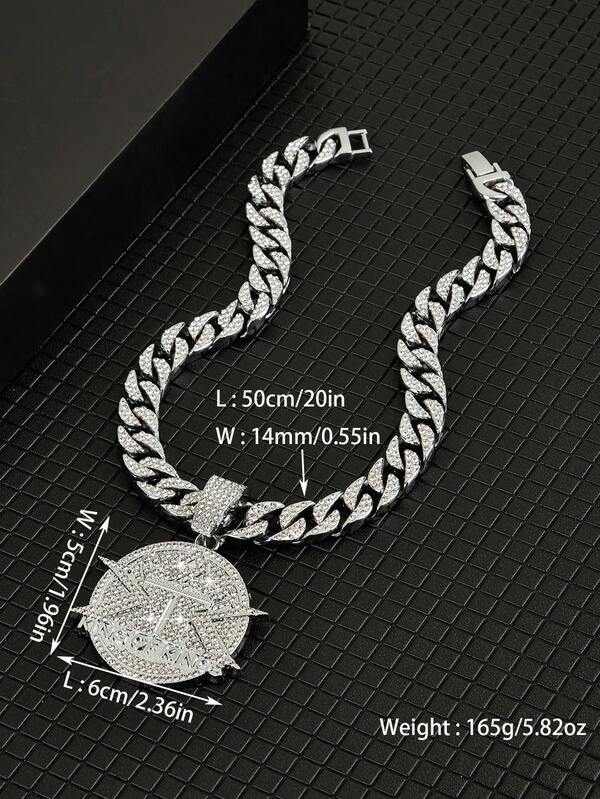 1pc Street Style Double K Letter Pendant Necklace With King Of King