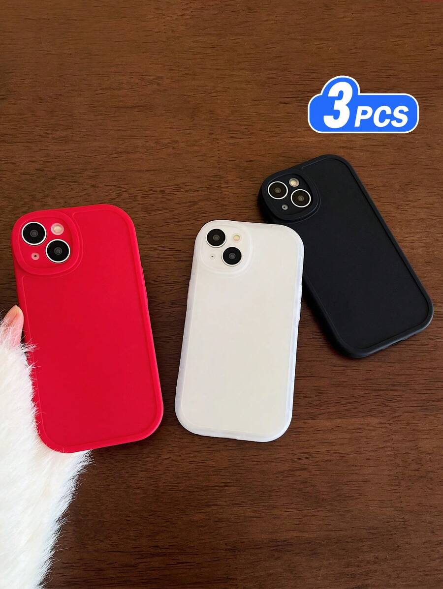 Solid Color Phone Case, Minimalist Phone Case, Silicone Phone Case, Fashion Phone Case, Black, White, Pink Phone Case, Compatible With IPhone Phones