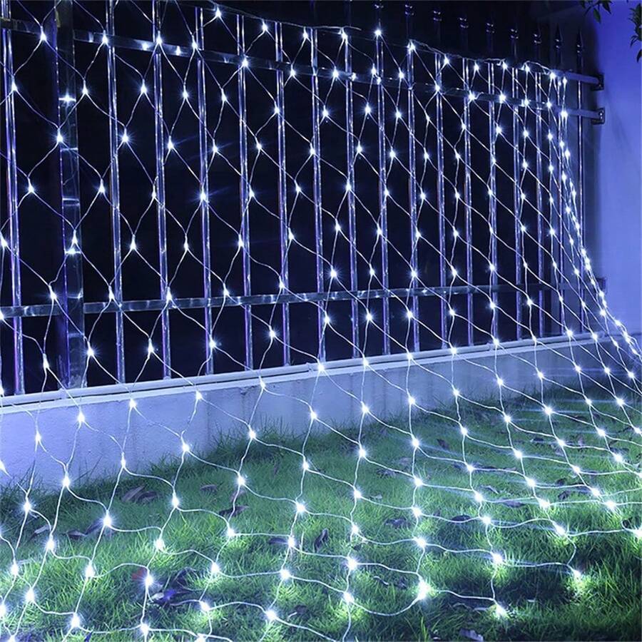 Curtain Light LED Fairy String Net Mesh Christmas Party Wedding New Year Garland Outdoor Garden Decoration Lights,Fishing Net Light, Garden Decoration Outdoor Street Wedding Party New Year Christmas Lights, Solar Fairy Lights Christmas Tree Halloween Thanksgiving Xams Valentines Birthday Decor String Light Waterproof, Greening Street Decorative Light