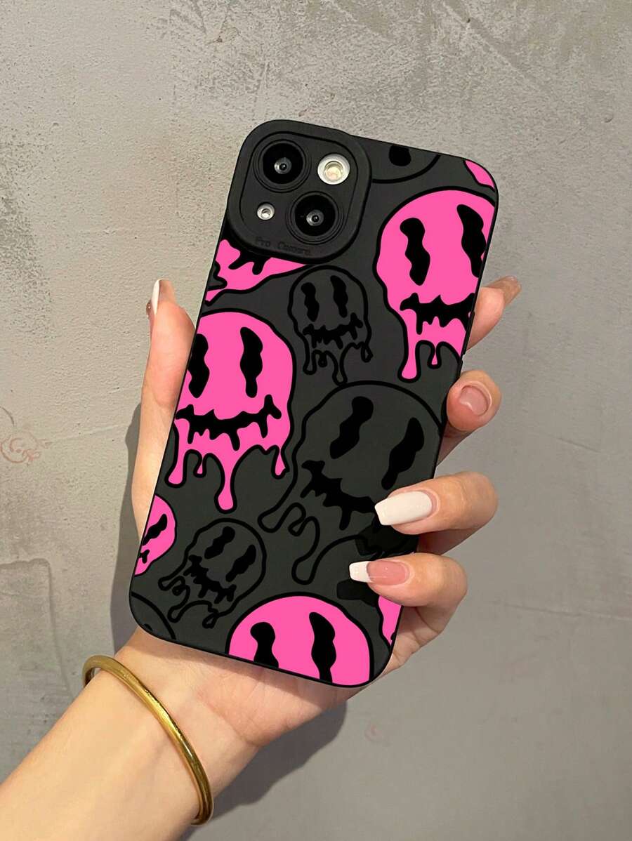 1pc Red Devil Face Personality Soft Silicone Shockproof Phone Case Compatible With Apple/Samsung Phones