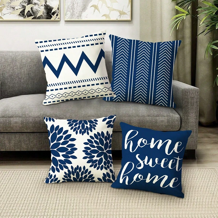 Juego De 4 Fundas De Almohada Con Rayas Geométricas De Moda, Fundas De Almohada Decorativas, Fundas De Cojines Para Sofá, Cojines Para Exteriores, Para Sofá, Cama, Silla