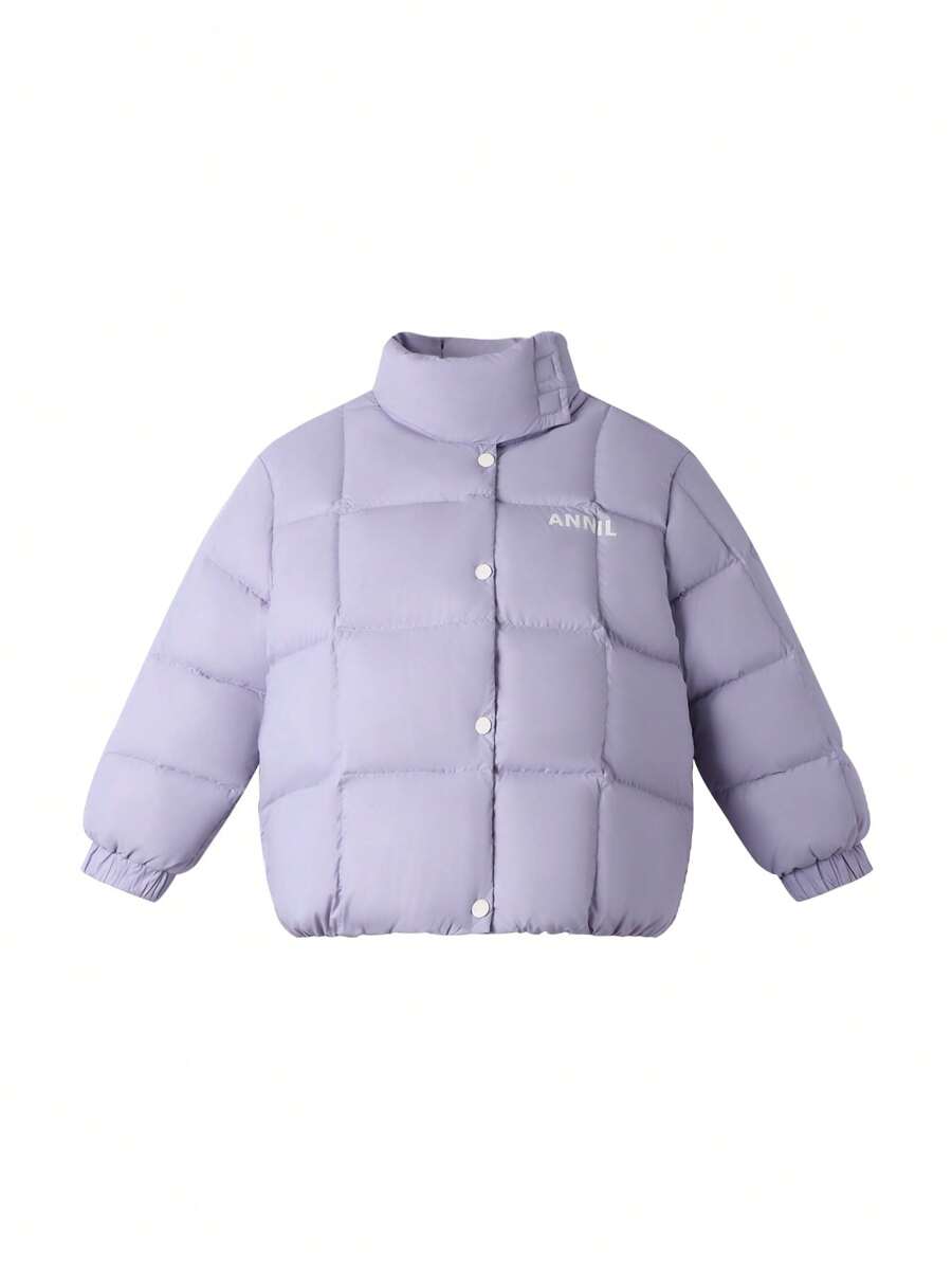 Annil Chaqueta acolchada corta de moda gruesa antiestática para otoño e invierno, ropa para niña preadolescente